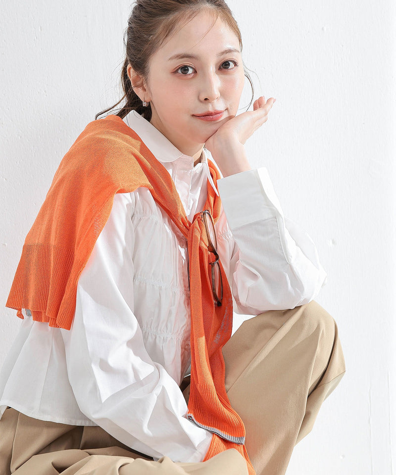 【抜け感UP＆冷房対策にも】配色シアーカーディガン 長袖 春夏 羽織り