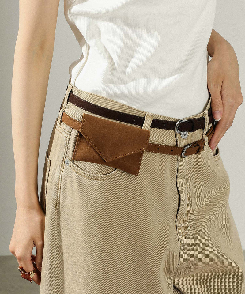 スウェード調 ミニポーチベルト ウエストポーチ ベルト バック