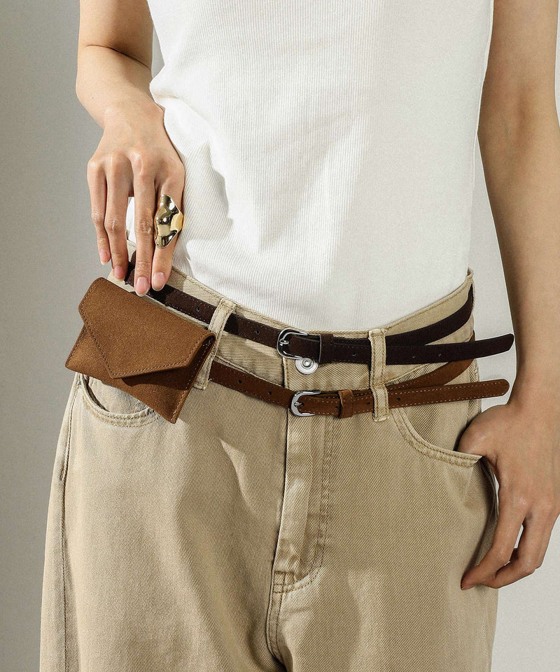 スウェード調 ミニポーチベルト ウエストポーチ ベルト バック