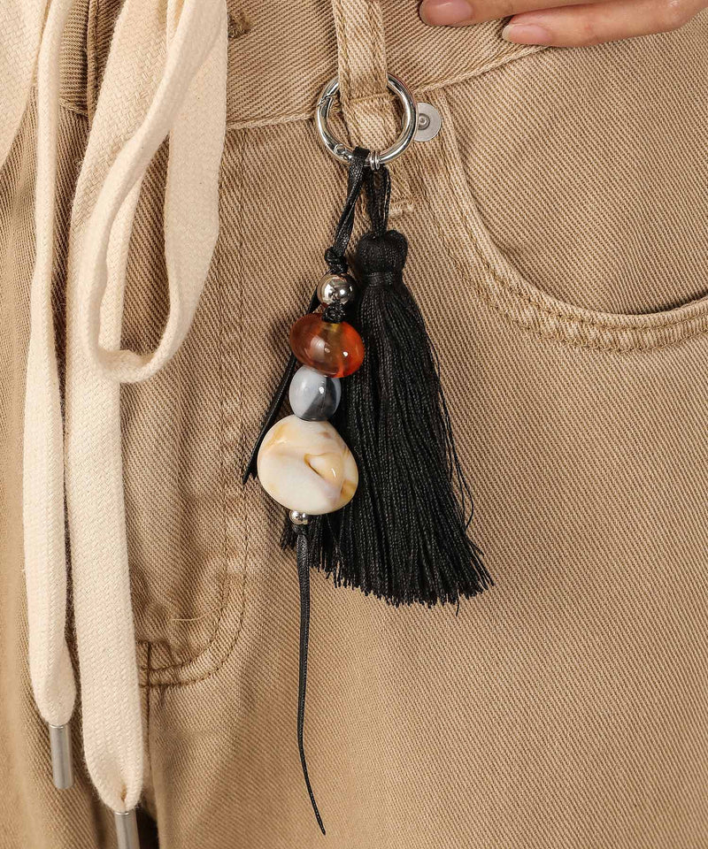 フリンジ ビーズ チャーム バッグチャーム キーホルダー