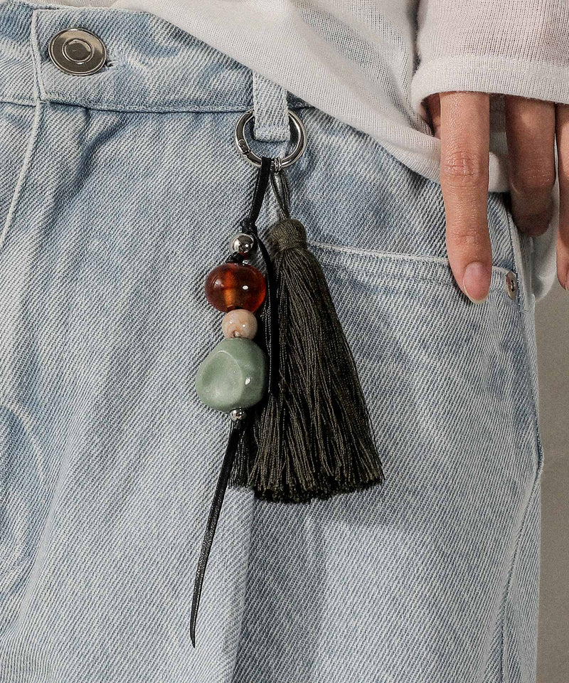 フリンジ ビーズ チャーム バッグチャーム キーホルダー