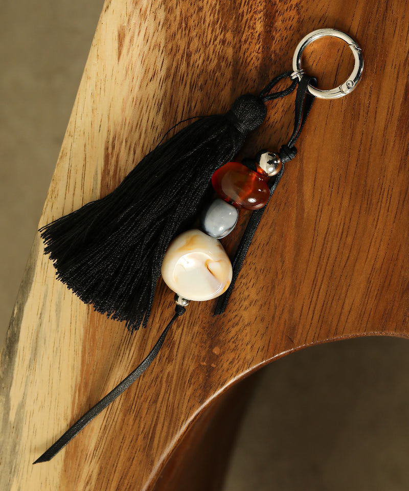 フリンジ ビーズ チャーム バッグチャーム キーホルダー