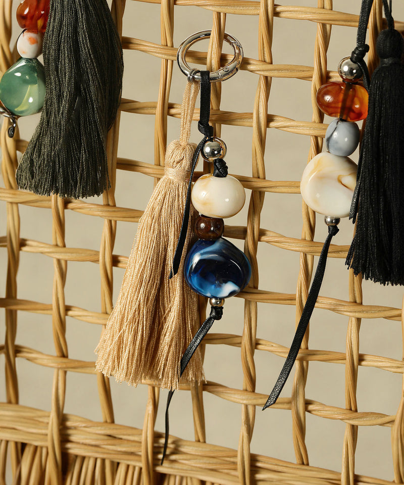 フリンジ ビーズ チャーム バッグチャーム キーホルダー