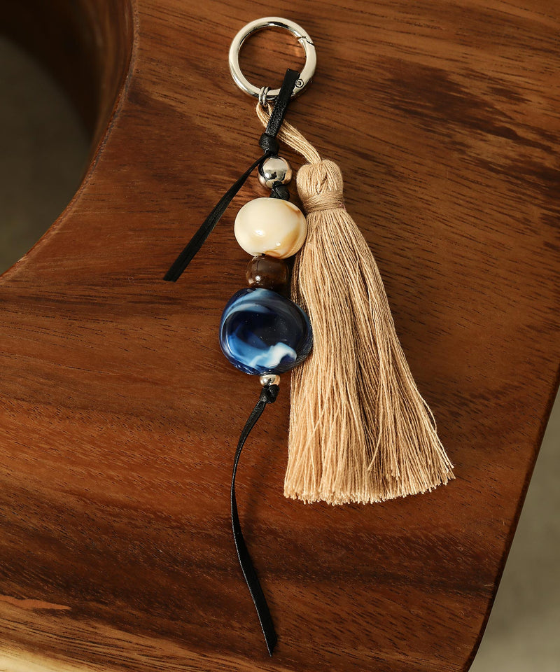 フリンジ ビーズ チャーム バッグチャーム キーホルダー