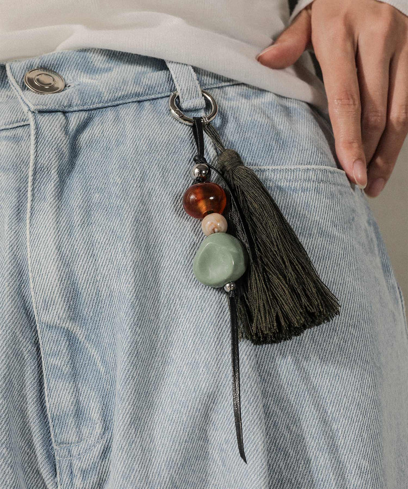 フリンジ ビーズ チャーム バッグチャーム キーホルダー