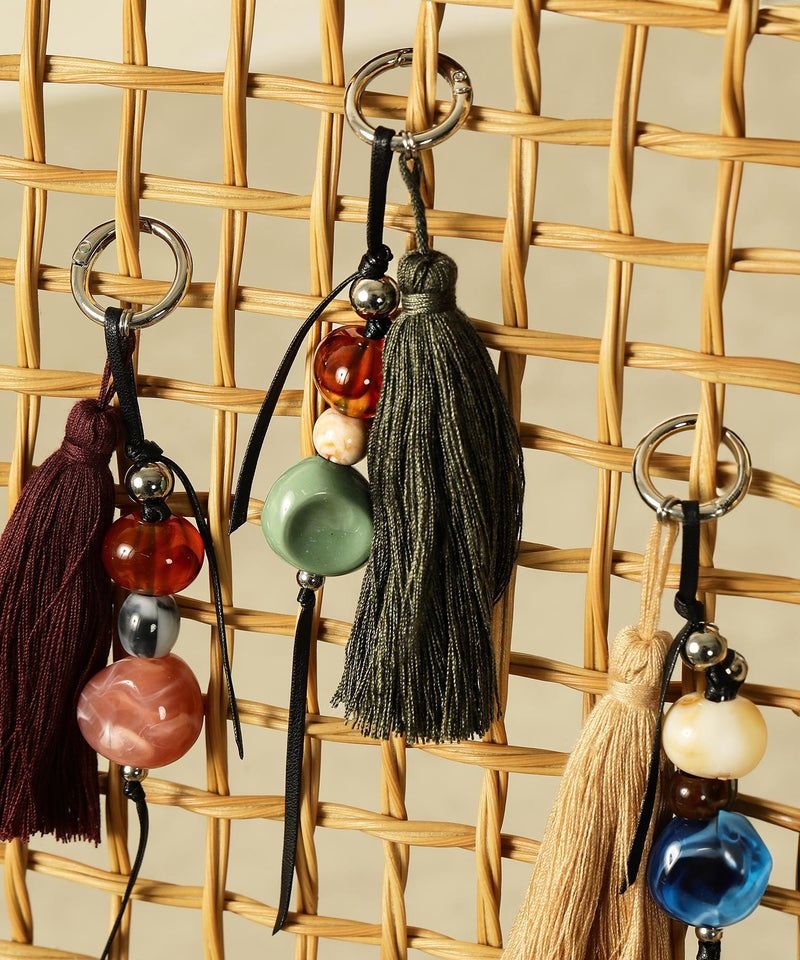 フリンジ ビーズ チャーム バッグチャーム キーホルダー