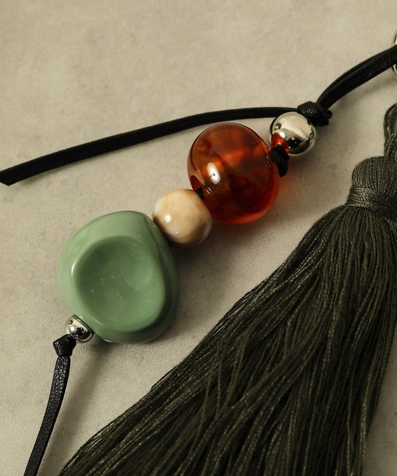 フリンジ ビーズ チャーム バッグチャーム キーホルダー