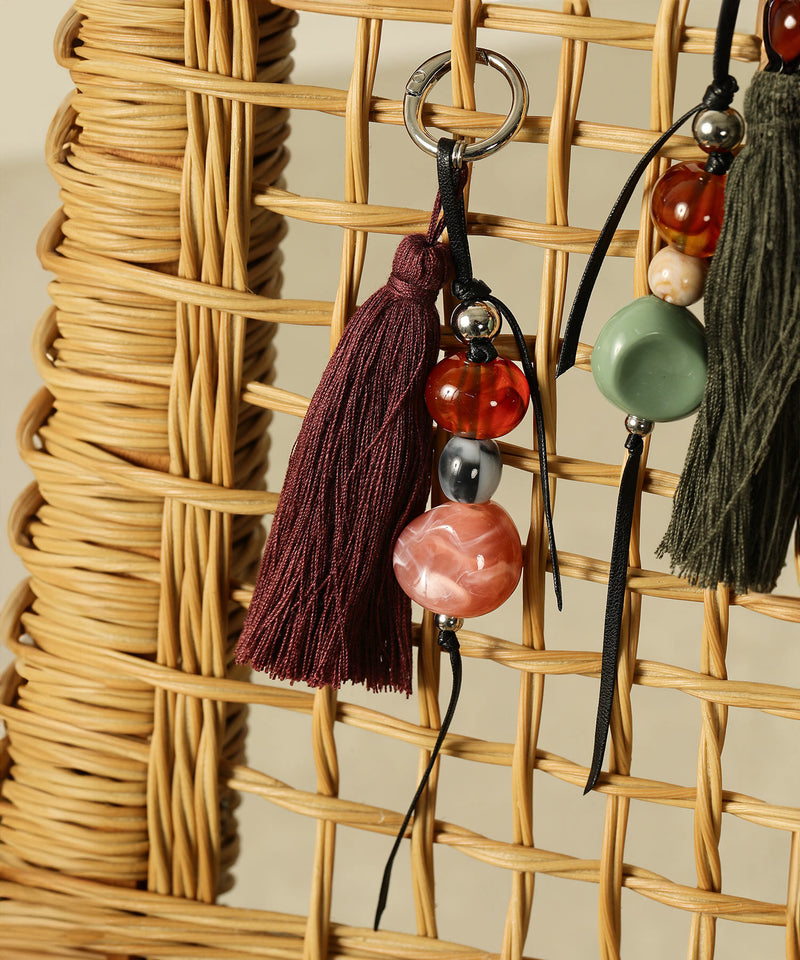 フリンジ ビーズ チャーム バッグチャーム キーホルダー