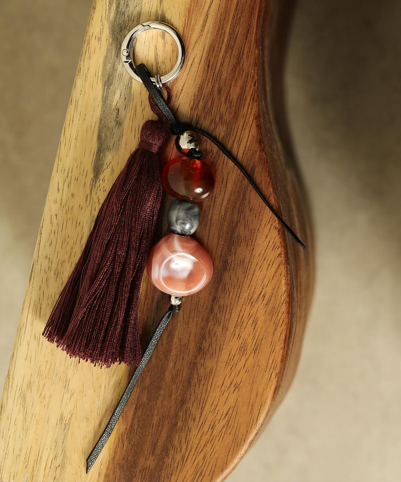 フリンジ ビーズ チャーム バッグチャーム キーホルダー
