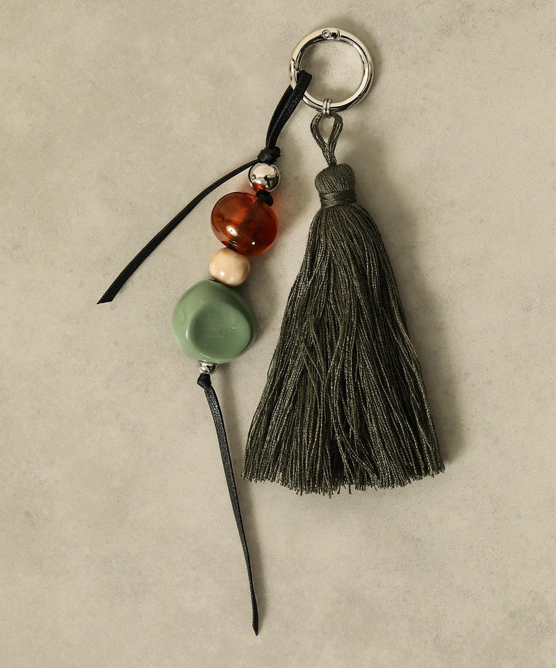 フリンジ ビーズ チャーム バッグチャーム キーホルダー