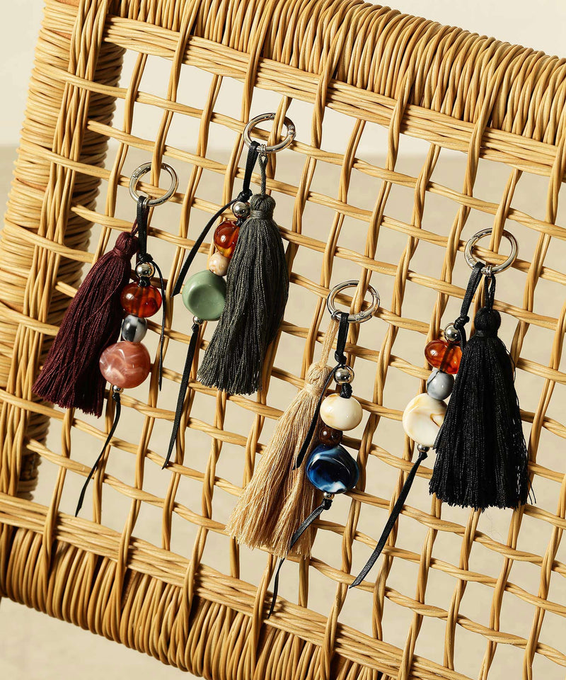フリンジ ビーズ チャーム バッグチャーム キーホルダー