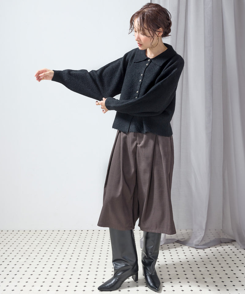 【羽織るだけでこなれ感】襟付きニットカーディガン