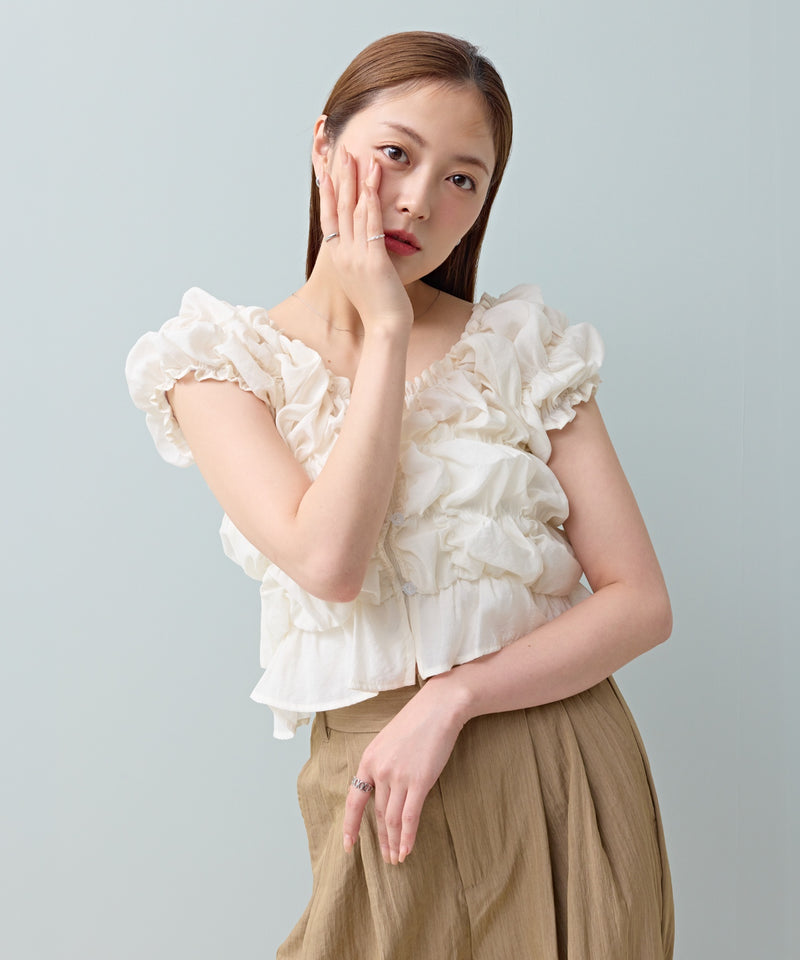 【全骨格対応 / 着痩せ◎】マルチウェイシャーリングブラウス