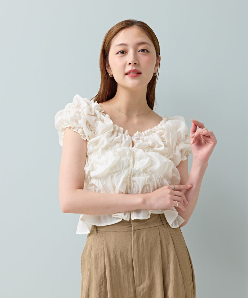 【全骨格対応 / 着痩せ◎】マルチウェイシャーリングブラウス