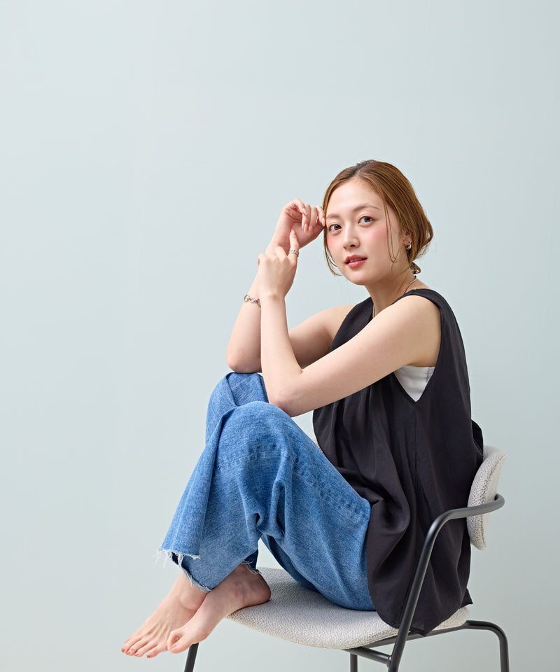 【大人の抜け感が叶う】バックツイストノースリーブトップス&ワイドイージーパンツ セットアップ