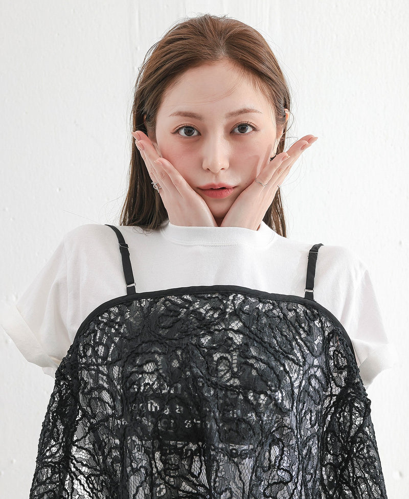 【総レースで映えるレイヤード】レースキャミソールビスチェ