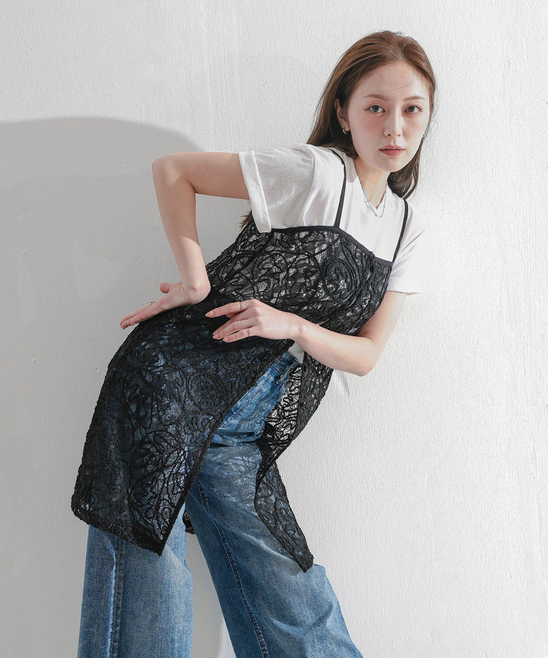 【総レースで映えるレイヤード】レースキャミソールビスチェ