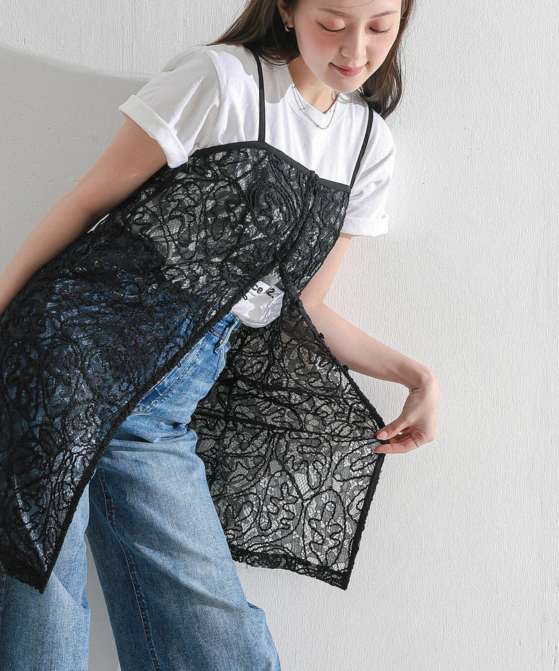 【総レースで映えるレイヤード】レースキャミソールビスチェ