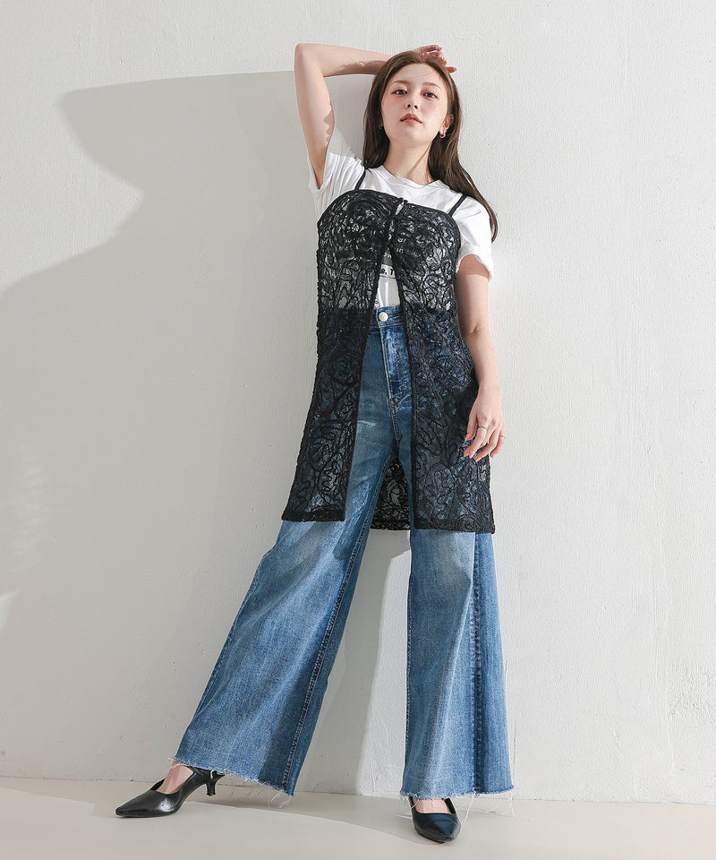 【総レースで映えるレイヤード】レースキャミソールビスチェ