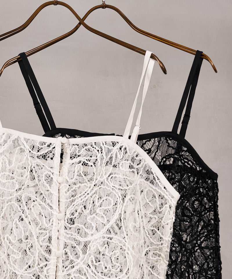【総レースで映えるレイヤード】レースキャミソールビスチェ
