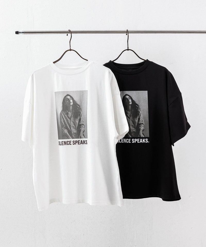 【こなれ感をプラスする主役トップス】 フォトプリント ロゴ Tシャツ 半袖 オーバーサイズ カットソー 春夏 カジュアル モノトーン 韓国ファッション