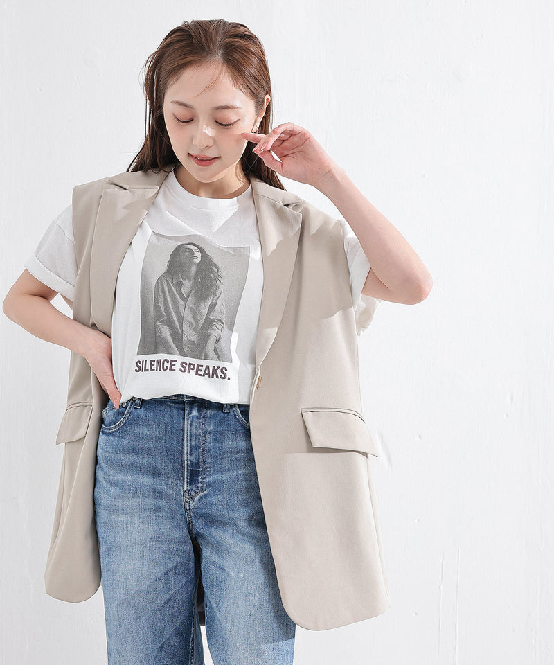 【こなれ感をプラスする主役トップス】 フォトプリント ロゴ Tシャツ 半袖 オーバーサイズ カットソー 春夏 カジュアル モノトーン 韓国ファッション
