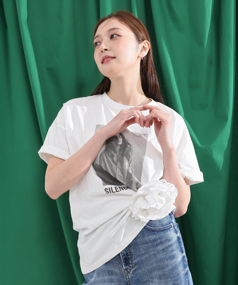 【こなれ感をプラスする主役トップス】 フォトプリント ロゴ Tシャツ 半袖 オーバーサイズ カットソー 春夏 カジュアル モノトーン 韓国ファッション