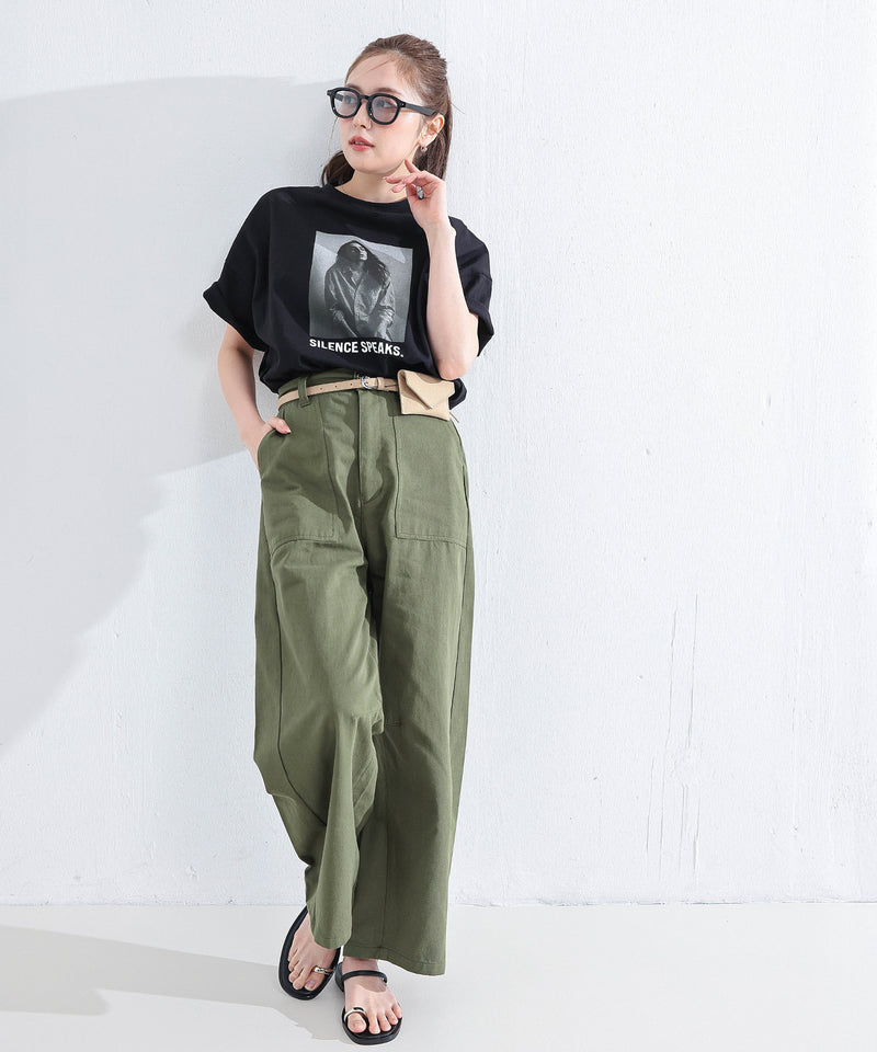 【こなれ感をプラスする主役トップス】 フォトプリント ロゴ Tシャツ 半袖 オーバーサイズ カットソー 春夏 カジュアル モノトーン 韓国ファッション