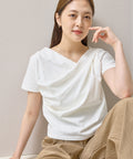 【ヘルシーな色気を纏う】ドレープデザイン半袖Tシャツ