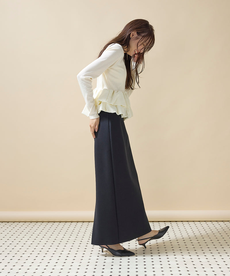 【大人可愛いシルエット】カットリブバルーンペプラムプルオーバー