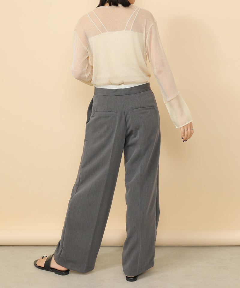 袖シアーラメ ベーシックカットソー トップス