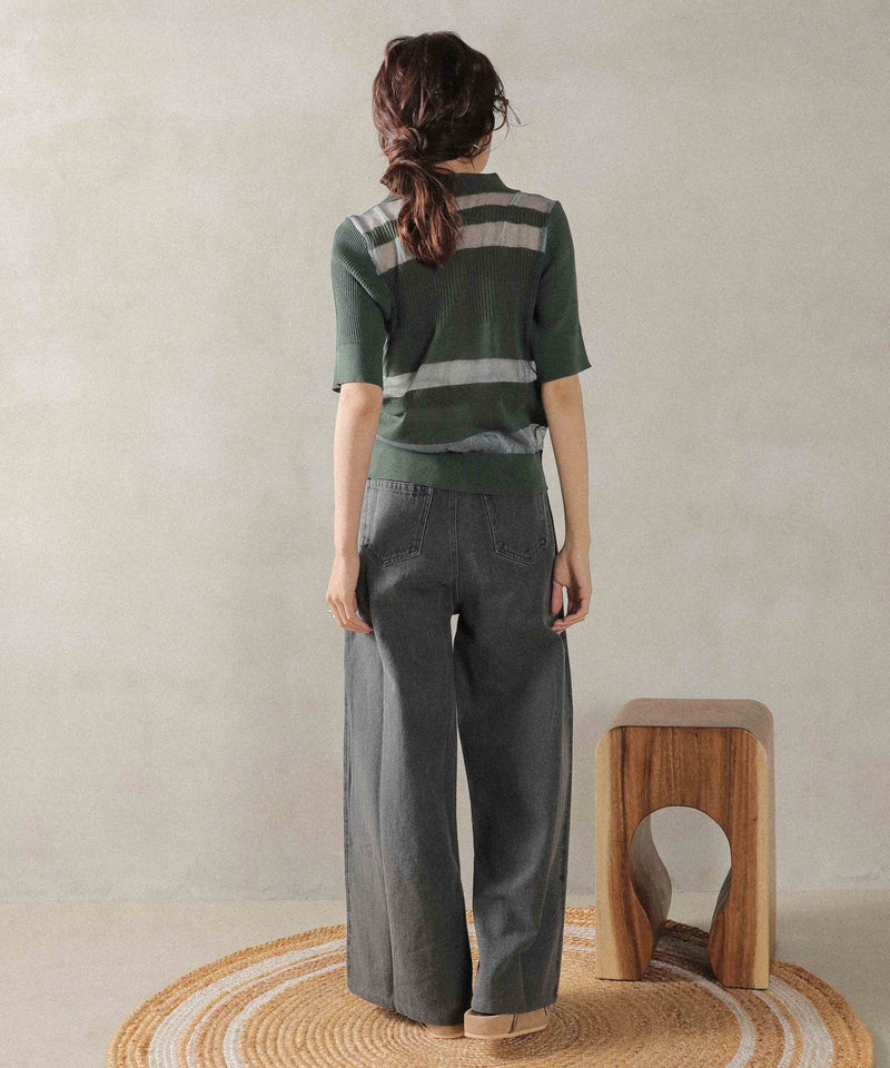 シアーミックス編み ニット 半袖