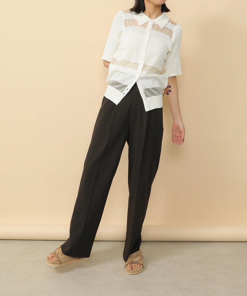 シアーミックス編み ニット 半袖