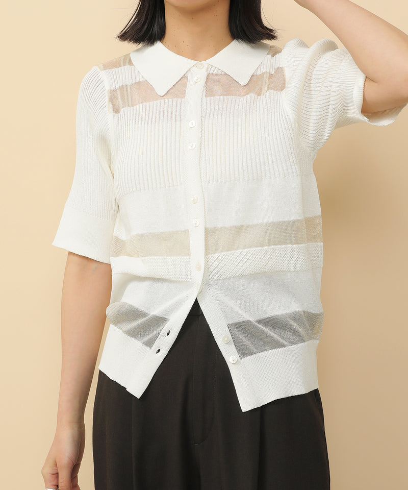 シアーミックス編み ニット 半袖