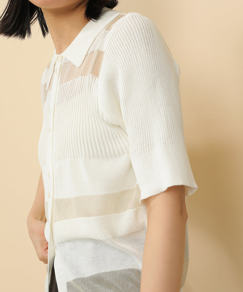 シアーミックス編み ニット 半袖