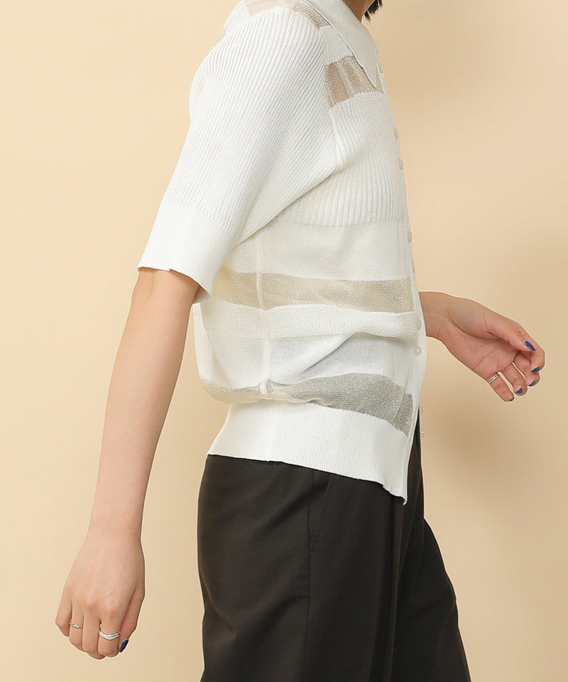 シアーミックス編み ニット 半袖