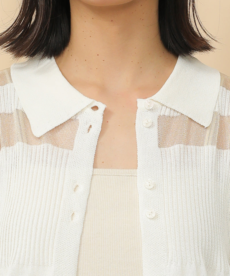 シアーミックス編み ニット 半袖