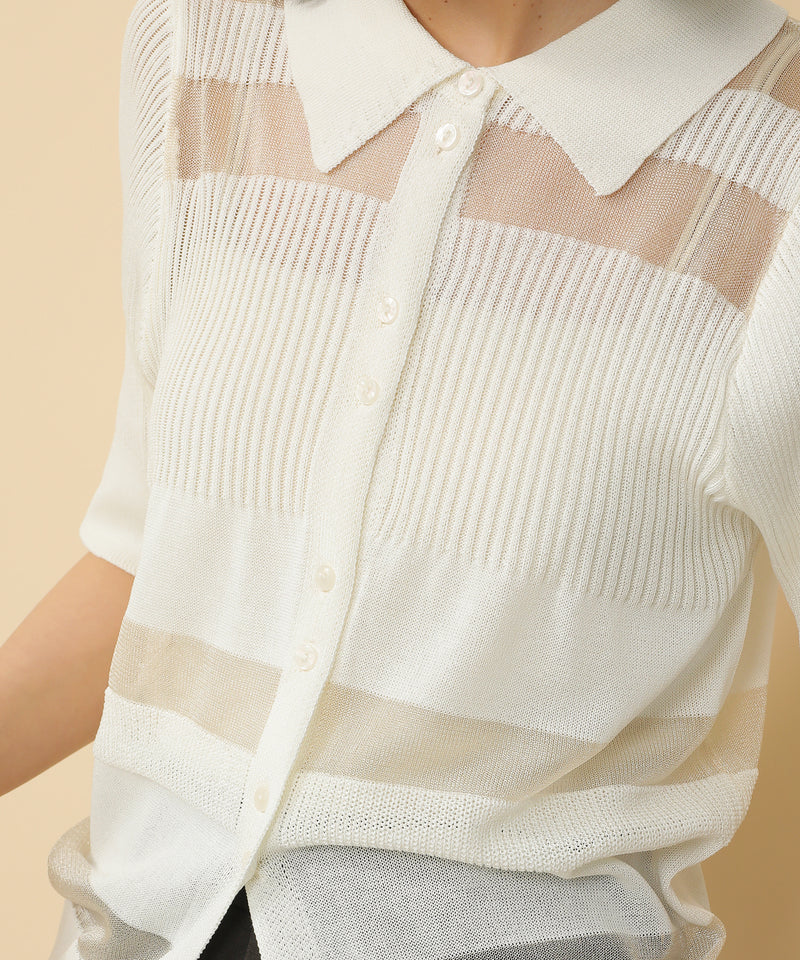 シアーミックス編み ニット 半袖