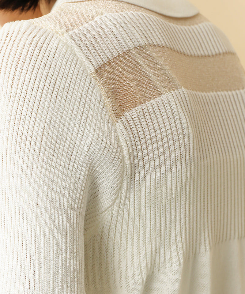 シアーミックス編み ニット 半袖