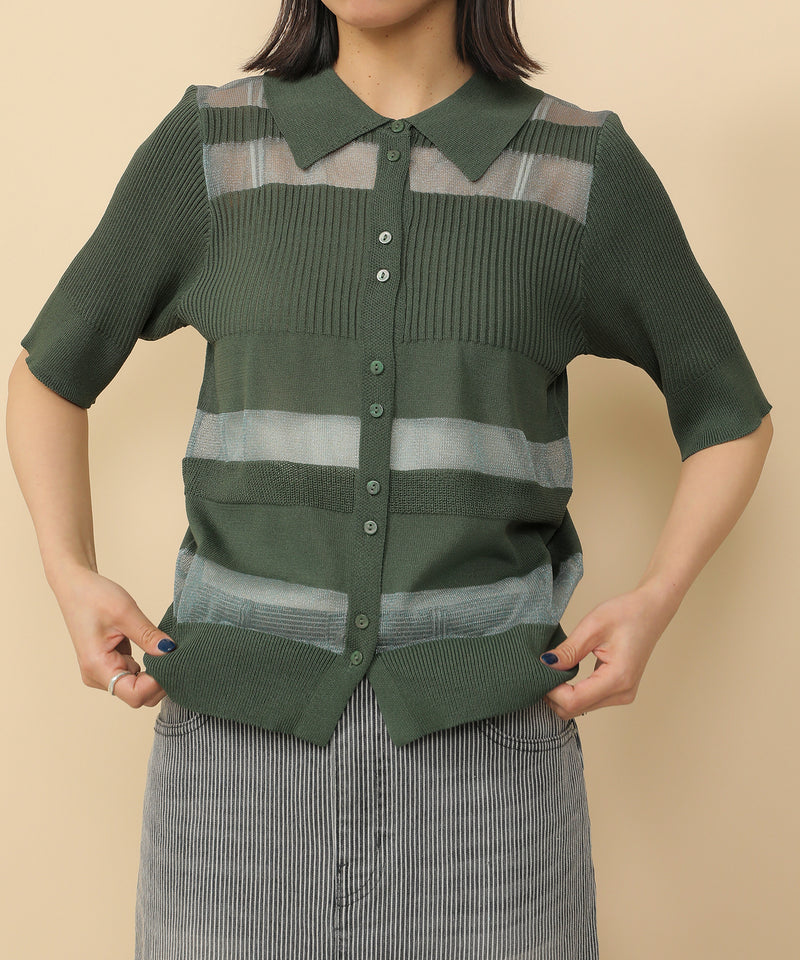 シアーミックス編み ニット 半袖