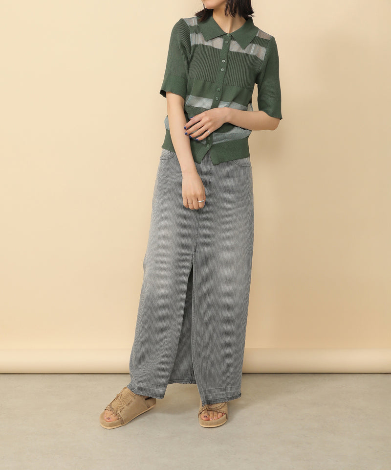 シアーミックス編み ニット 半袖