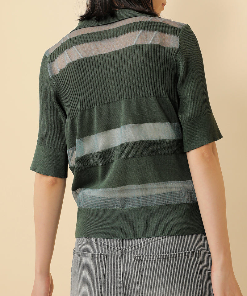 シアーミックス編み ニット 半袖