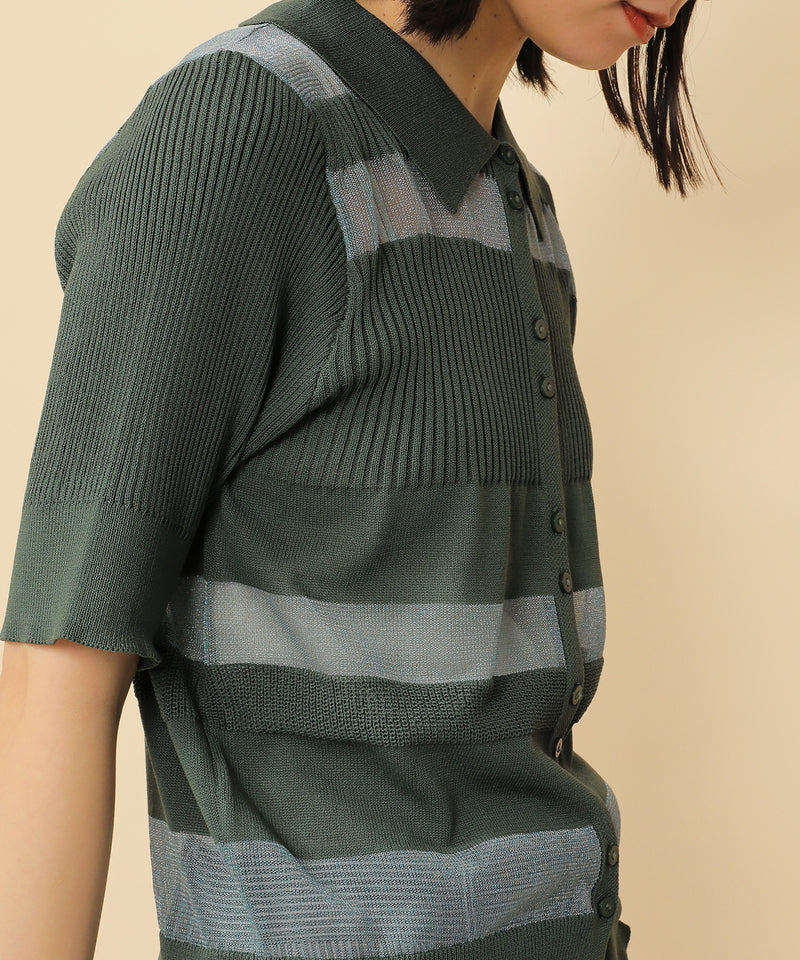 シアーミックス編み ニット 半袖