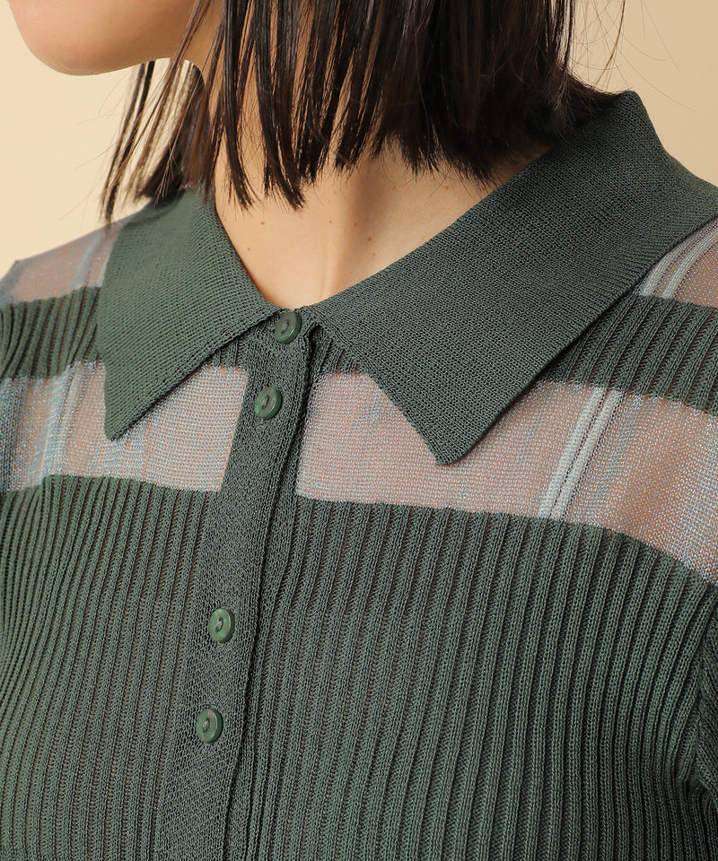 シアーミックス編み ニット 半袖
