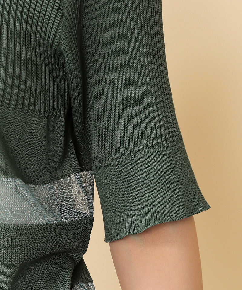 シアーミックス編み ニット 半袖