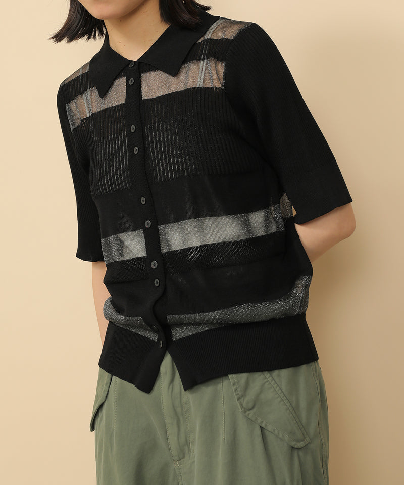 シアーミックス編み ニット 半袖