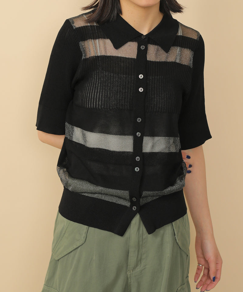 シアーミックス編み ニット 半袖