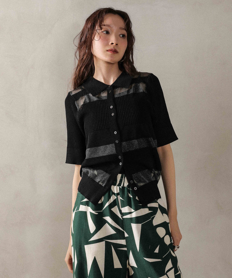 シアーミックス編み ニット 半袖