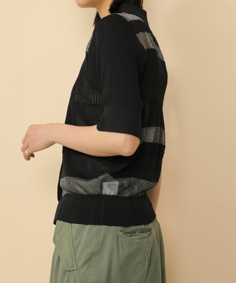 シアーミックス編み ニット 半袖