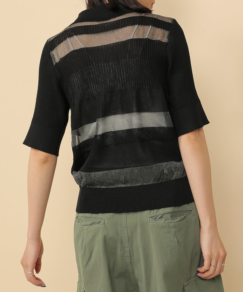 シアーミックス編み ニット 半袖